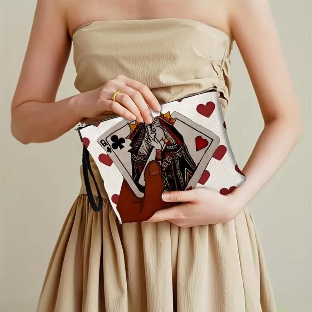 LGBTQ Queen of Hearts makeup bag romantic cosmetic pouch love 6 x 10 inches - Picture 7 of 10